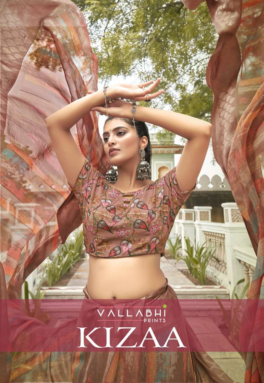 kizaa by vallabhi georgette saree with viscose border