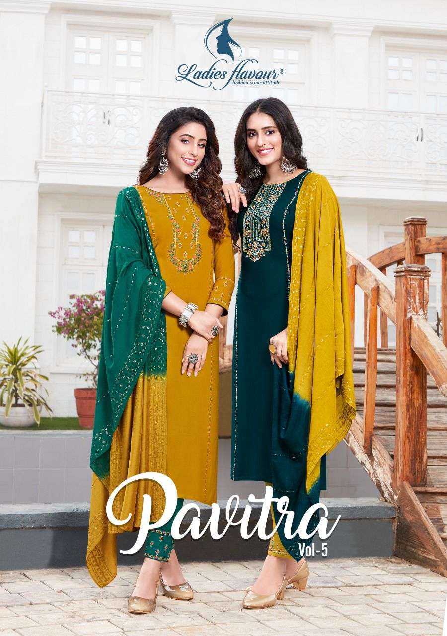 ladies flavour pavitra vol 5 readymade 3 piece top bottom and dupatta set 