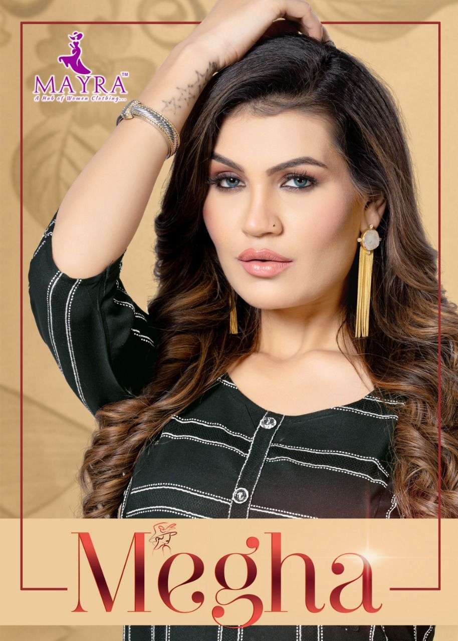 MAYRA Megha 1 RAyon Stripes heavy bombay base fabrics with Stiching pattern KURTI CATALOG WHOLESALER BEST RATE