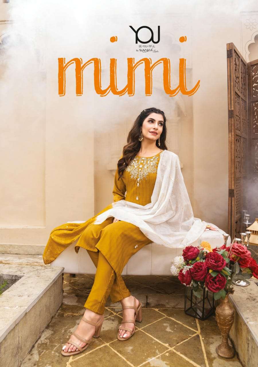 mimi by wanna chinon silk handwork readymade kurti with bottom & dupatta