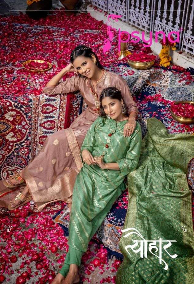 psyna tyohar vol 4 pure jequard readymade salwar kameez design 2022