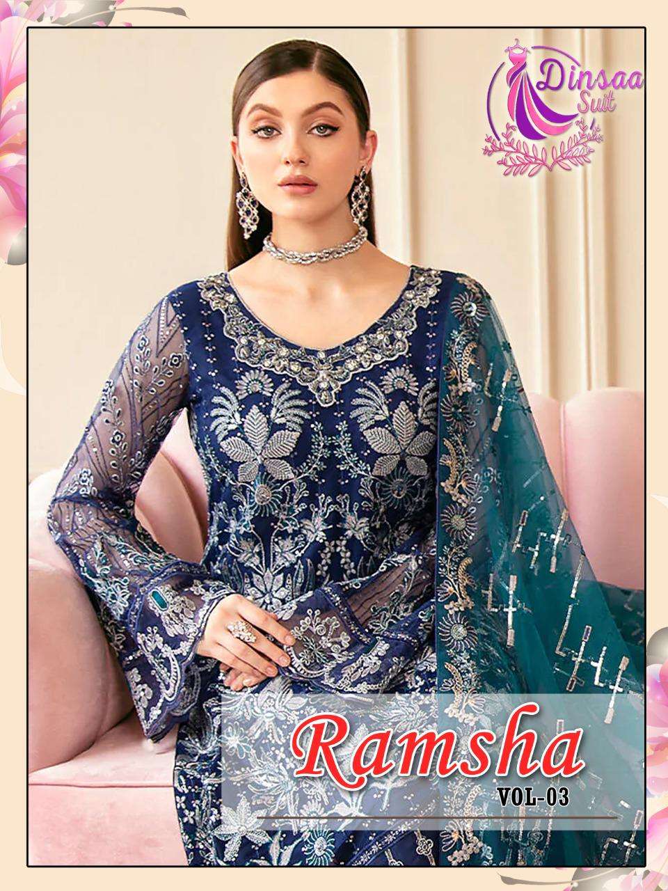 ramsha hit vol 3 by dinsaa suit georgette pakistani suit supplier