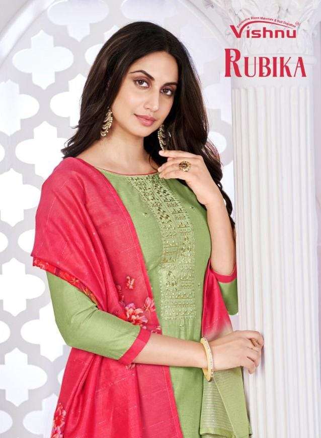 rubika by vishnu coral silk fancy dress materials