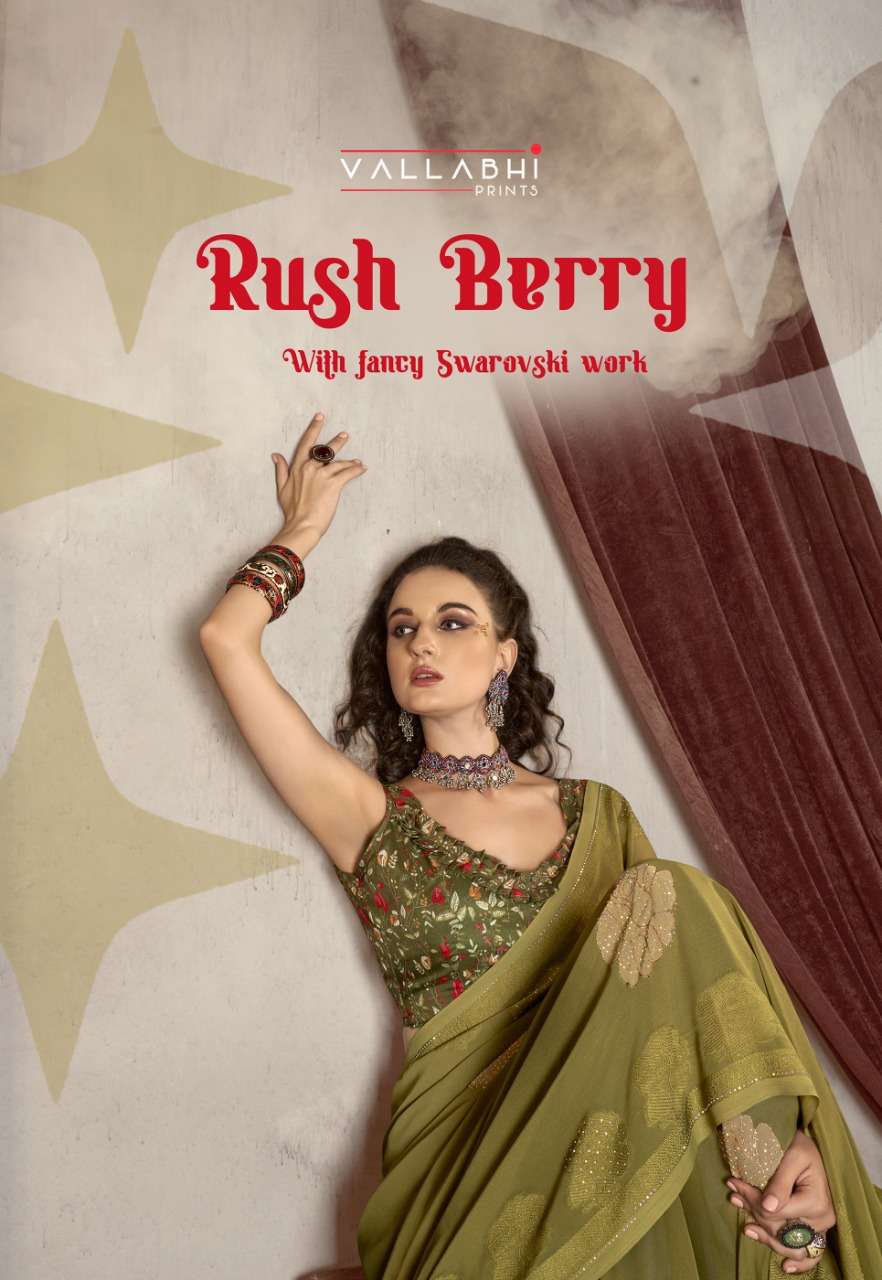 rush berry by vallabhi georgette viscose party wear sarees