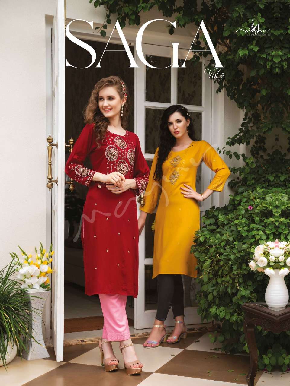 saga vol 2 by mayur rayon liva fabrics designer kurti