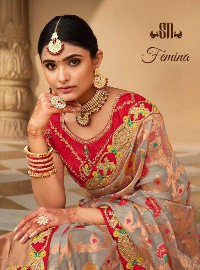 sm present femina 2301-2309 series silk party & wedding wear saree