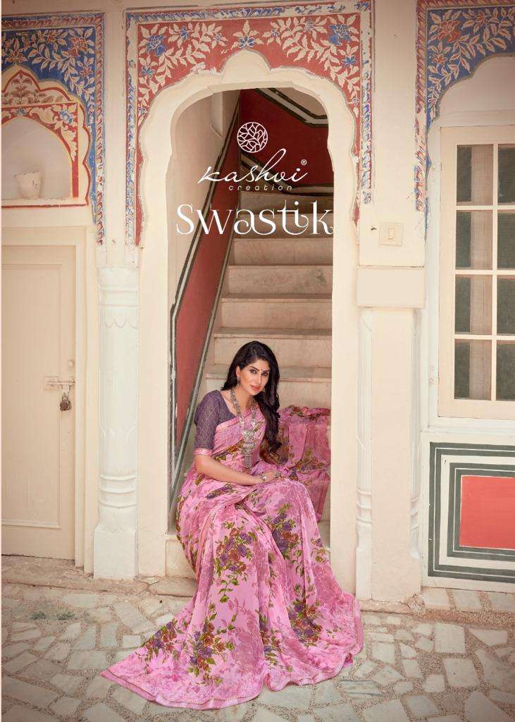 swastik by kashvi georgette printed sarees