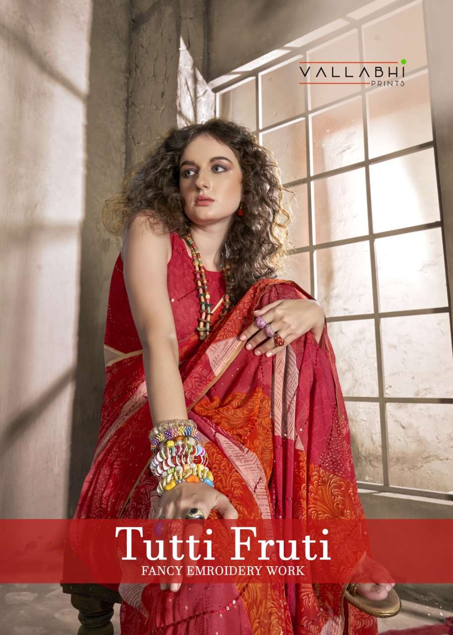 tutti fruti by vallabhi georgette fancy saree