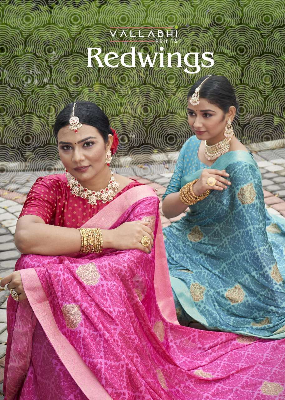 vallabhi redwings satin chiffon fancy sarees wholesale 