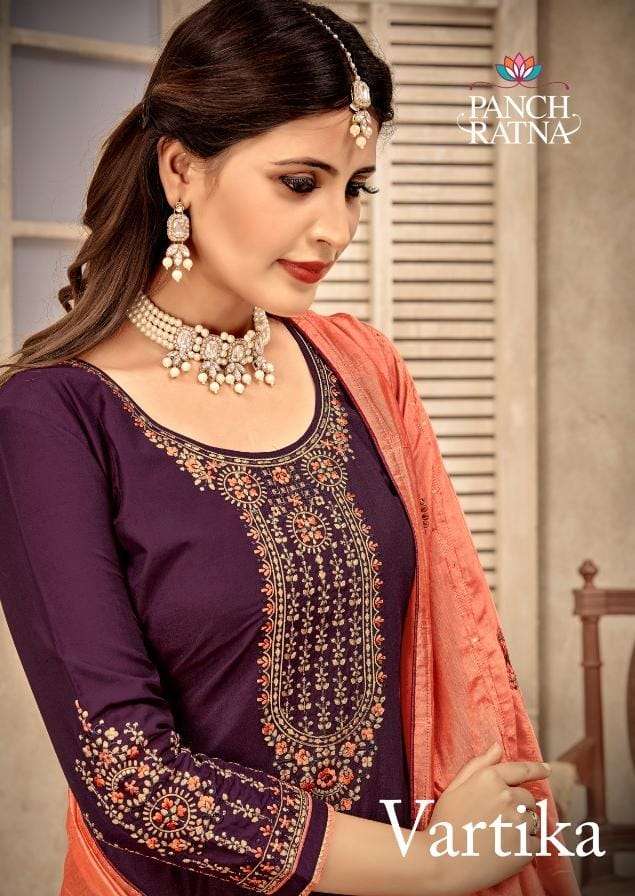 vartika by panch ratna silk embroidery casual dresses supplier