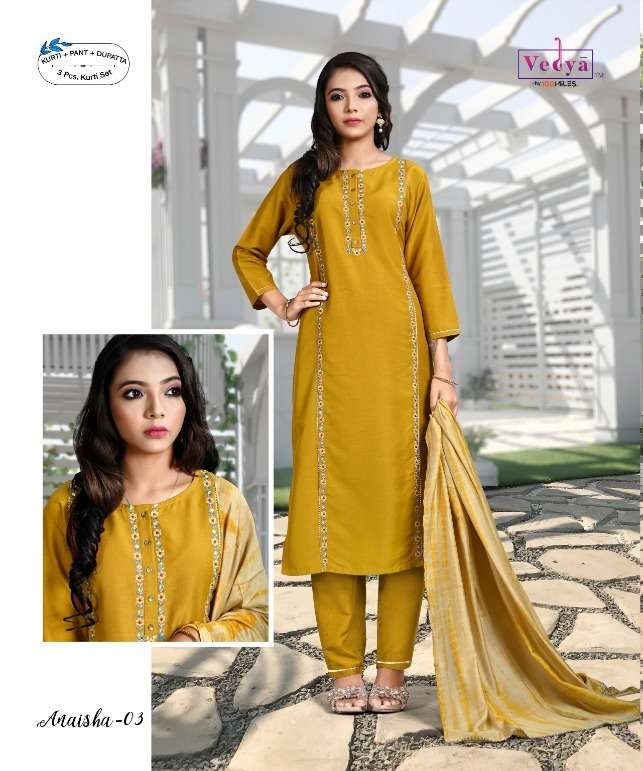 vedya anaisha 3 pcs readymade kurti bottom and dupatta 