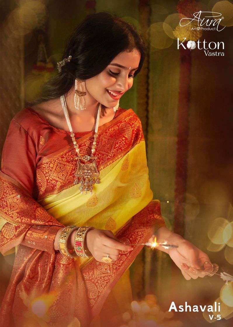 aura ashavali vol 5 by kotton vastra designer fancy festival wear sarees