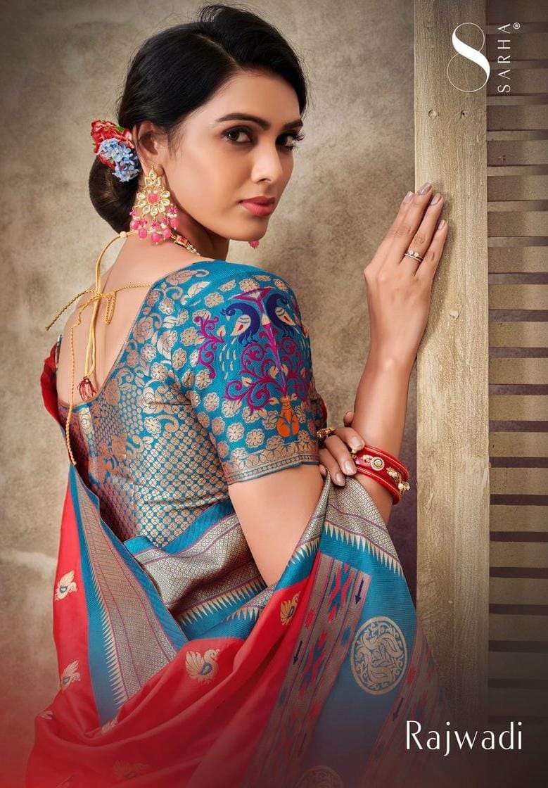 aura rajwadi silk by sarha exclusive silk festival wear sarees