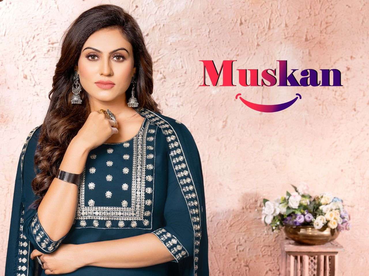 BEAUTU QUEEN MUSKAN VOL.3 Presenting 3 Piece Set HEAVY RAYON 14KG Fabric Kurti 👗With Embroidery Work ,   RAYON Pant  & FAYON Dupatta With 1side lace... READYMADE SUIT CATALOG WHOLESALER BEST RATE