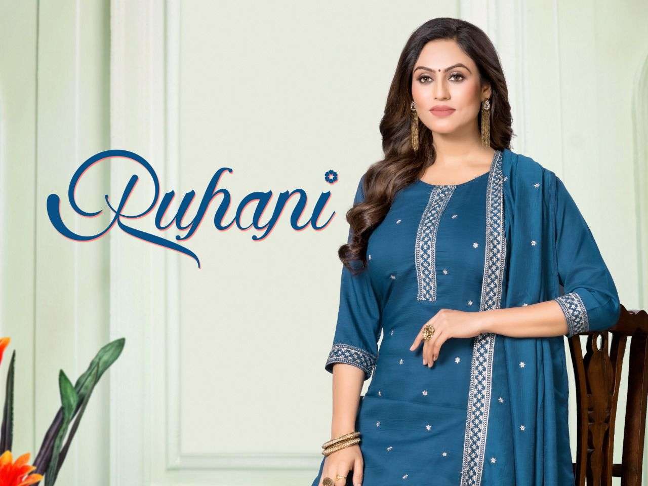 BEAUTU QUEEN RUHANI Presenting 3 Piece Set Chinon Silk Fabric Kurti 👗With Embroidery Work ,   Chinon Silk Pant  & Fancy Chinon Silk Dupatta With 1side lace... READYMADE SUIT CATALOG WHOLESALER BEST RATE