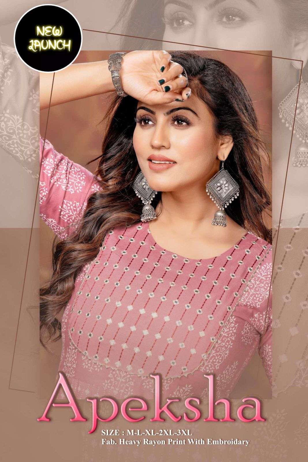 BEAUTY QUEEN APEKSHA Heavy Rayon Print With Work LONG KURTI CATALOG WHOLESALER BEST RATE