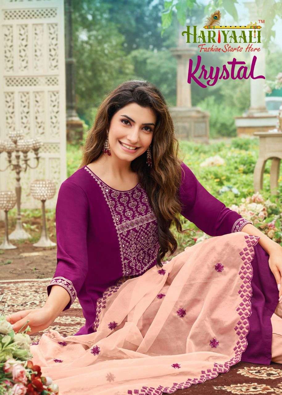 hariyaali krystal readymade top bottom with dupatta set 