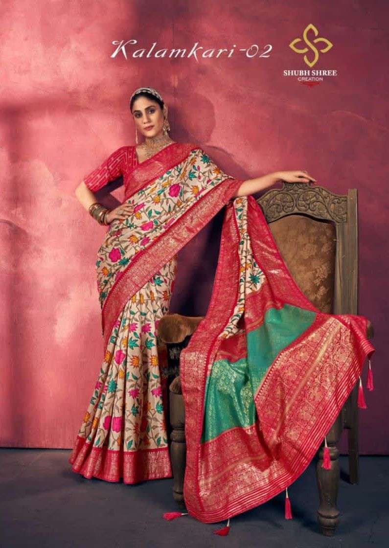 kalamkari vol 2 by shubh shree dola silk beautiful sarees