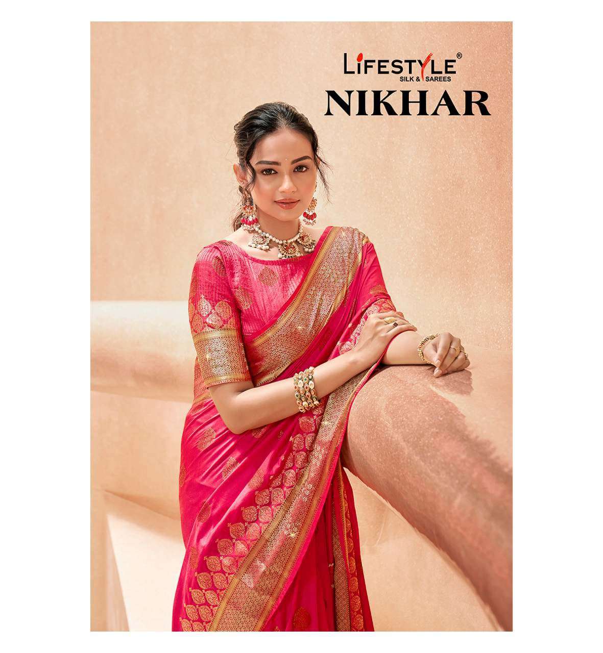 nikhar vol 1 by lifestyle nylon raw silky festival wear saree