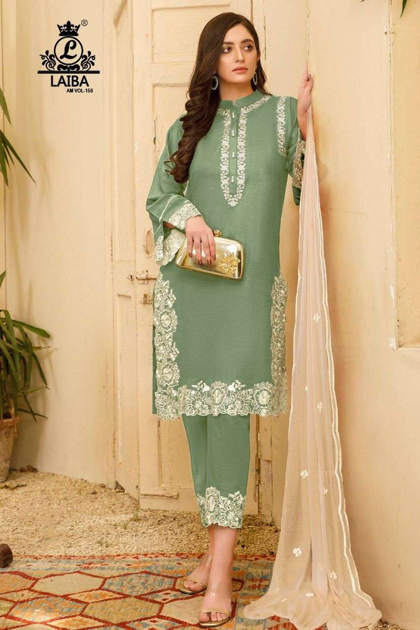 am vol 156 by laiba georgette readymade pakistani 3 piece sets