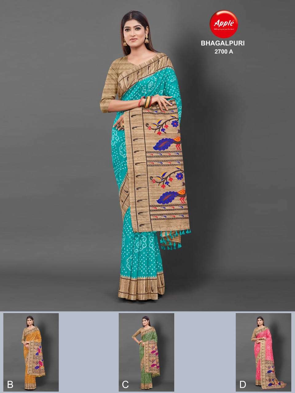 apple bhagalpuri cotton saree online shopping 