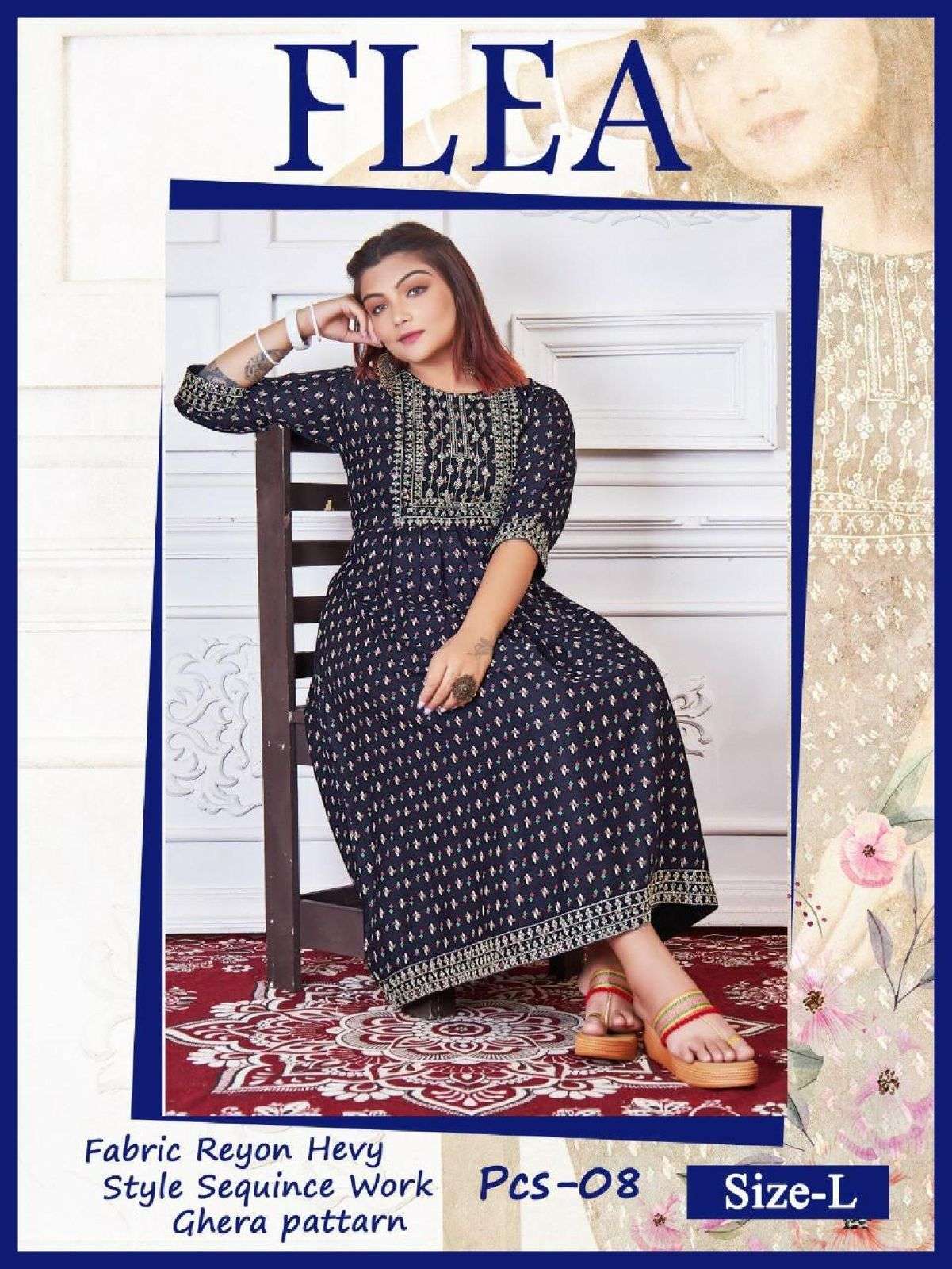 BEAUTY FLEA VOL.1 RAYON 14 KG FANCY KURTI WITH SEQUENCE WORK WITH PRINT KURTI CATALOG WHOLESALER BEST RATE