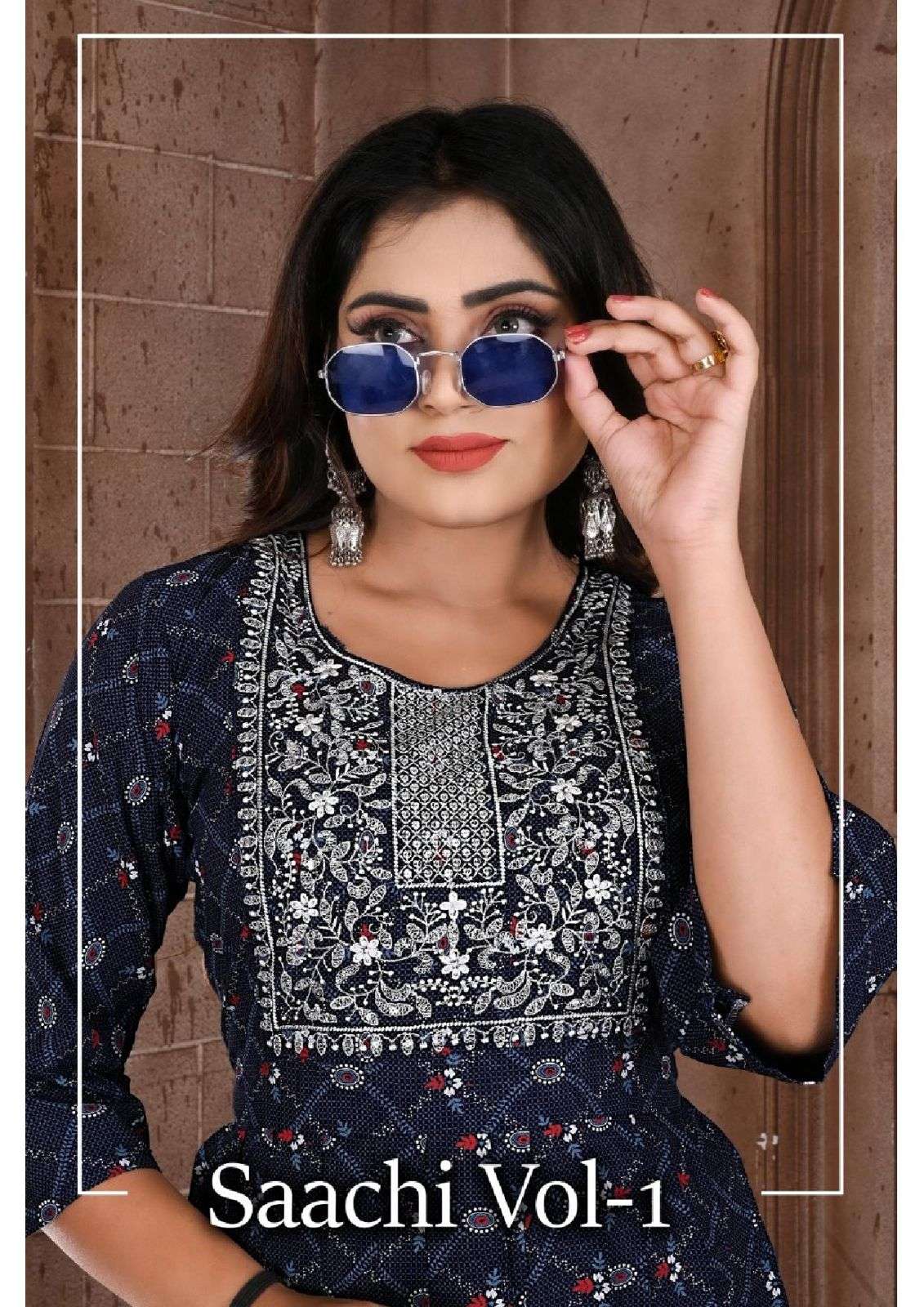 BEAUTY SAACHI VOL.1 HEAVY RAYON PRINT GHERA WITH SEQUENCE WORK KURTI CATALOG WHOLESALER BEST RATE