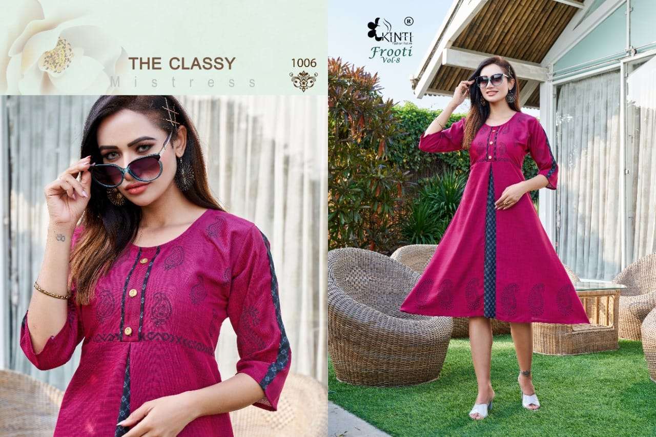 frooti by kinti slub fancy kurtis design 