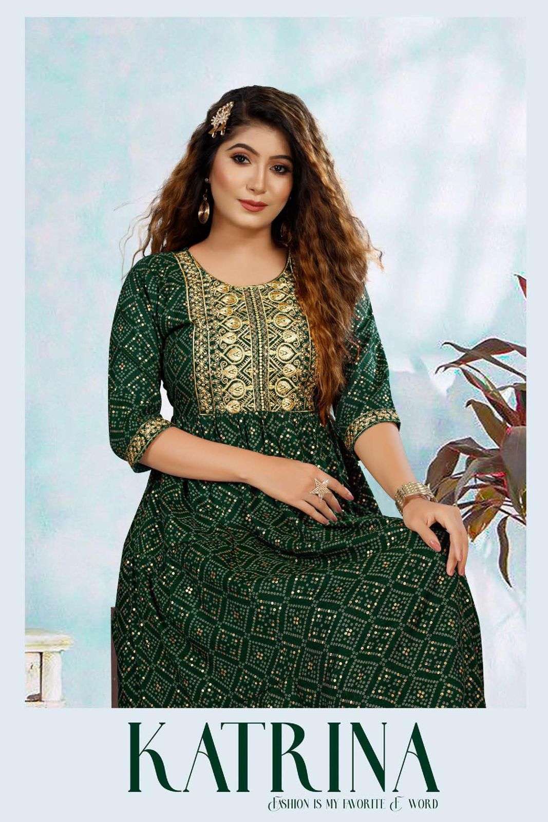  FT KATRINA Capsule Foil Print  Embroidery Work KURTI CATALOG WHOLESALER BEST RATE