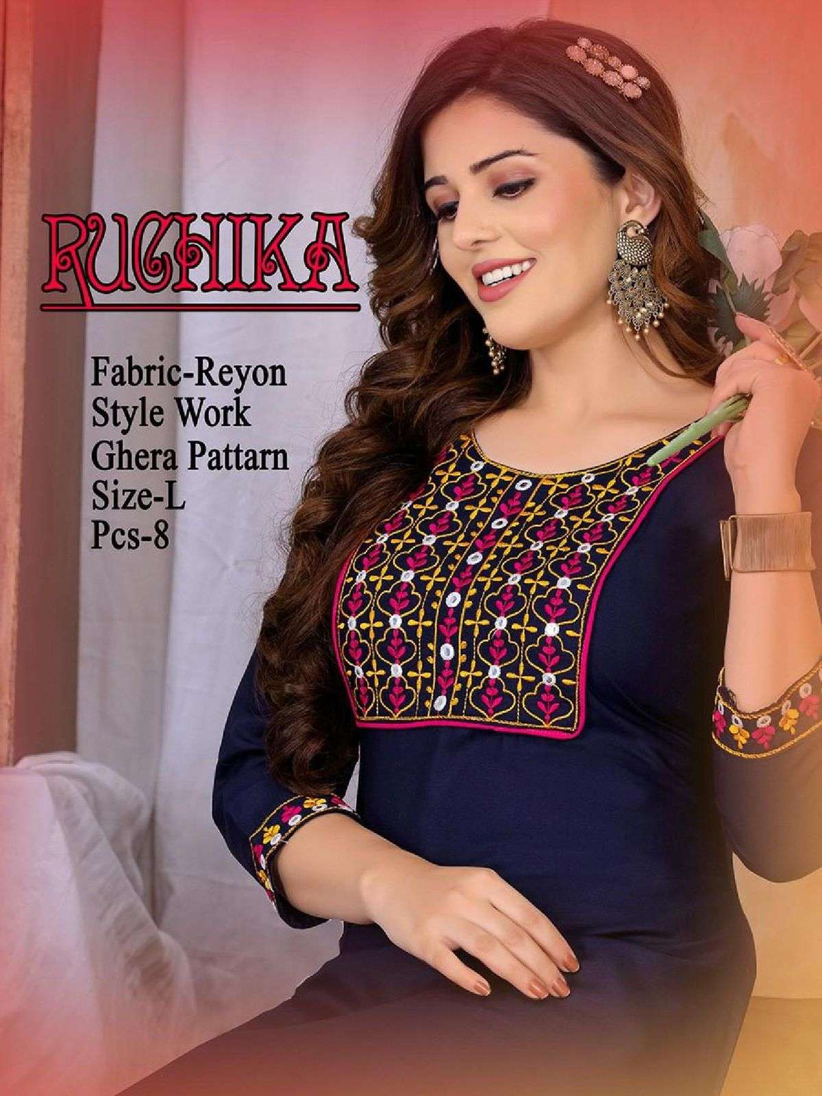 New Riyaa Ruchika Heavy Rayon Embroidery work KURTI CATALOG WHOLESALER BEST RATE