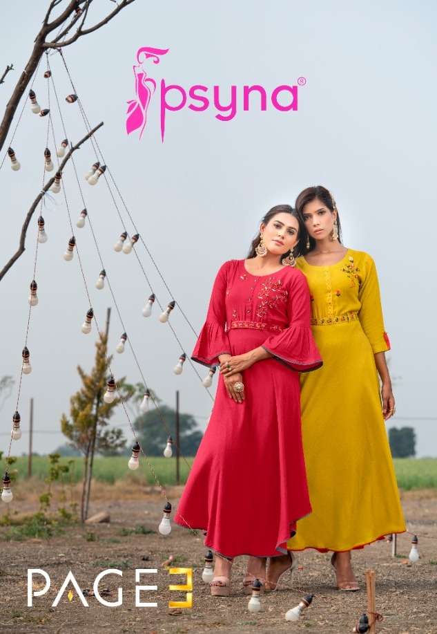 psyna page vol 3 rayon kurti with belt pattern 