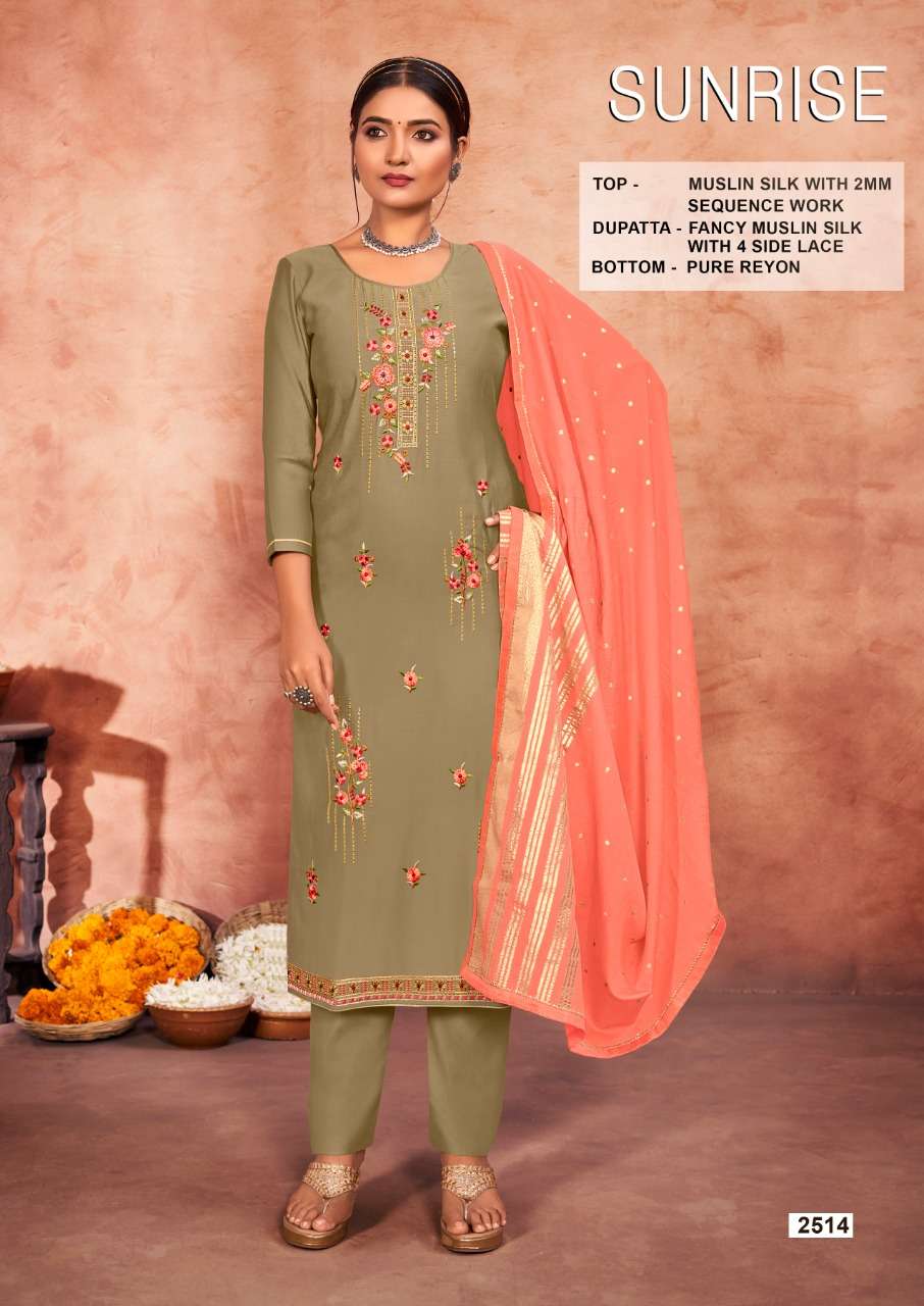 sunrise by rang muslin silk fancy casual dresses supplier