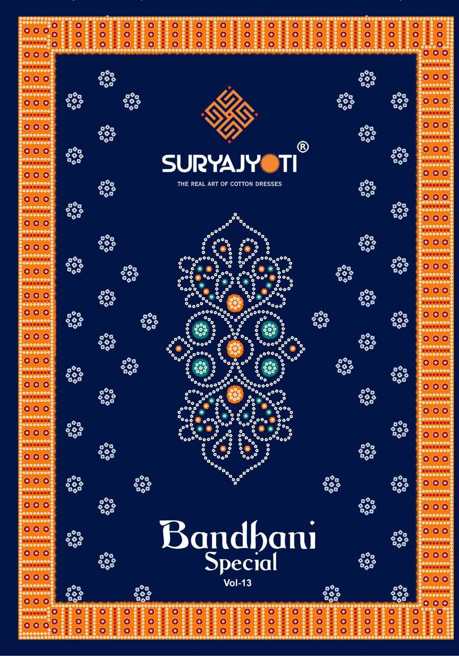 suryajyoti bandhani special vol 13 cotton churidar materials online