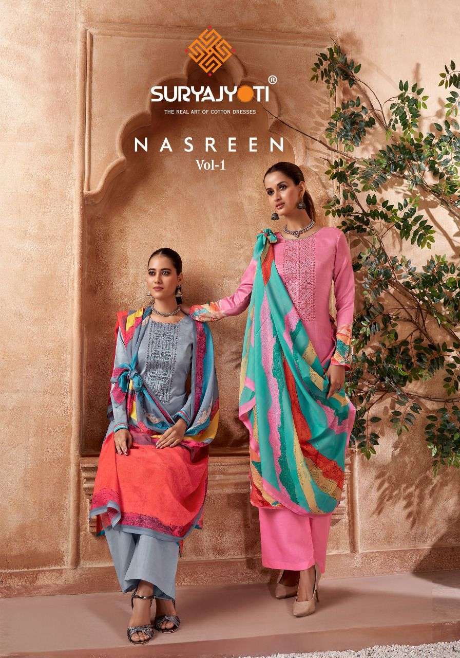 suryajyoti nasreen vol 1 cotton unstitched salwar kameez 