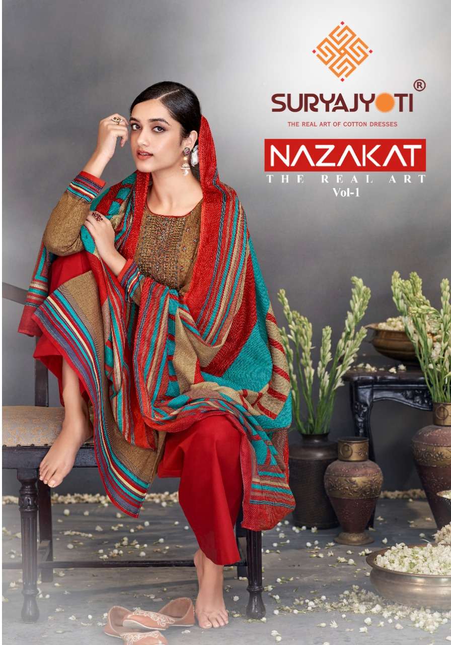 suryajyoti nazakat vol 1 cotton fancy designer suit 