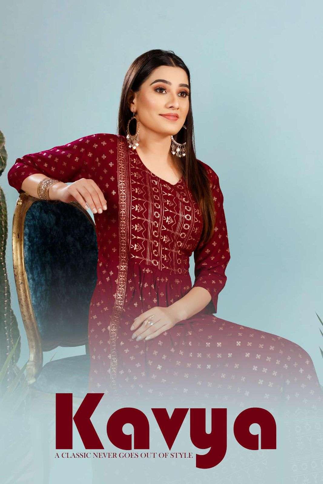 Trendy Kavya Rayon Gold Foil Print KURTI CATALOG WHOLESALER BEST RATE