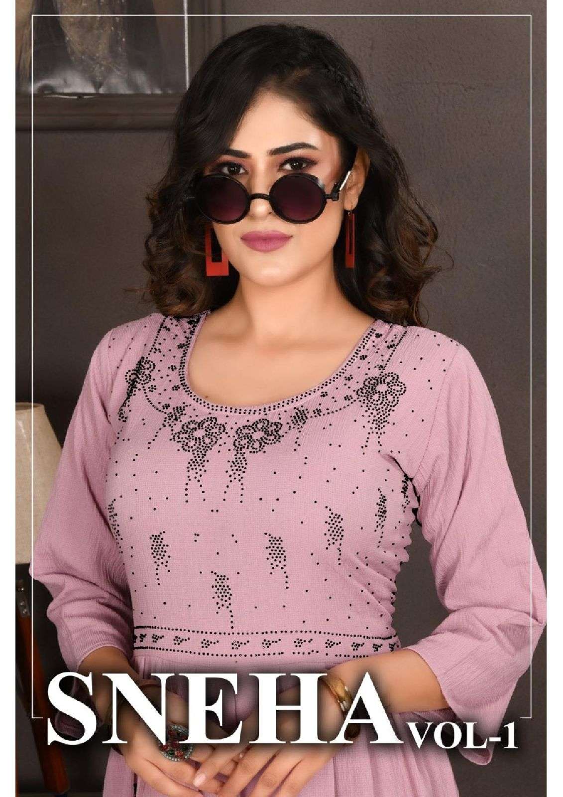 TRENDZ SNEHA VOL.1 HEAVY RINKKAL RAYON GHERA WITH SIROSKI WORK KURTI CATALOG WHOLESALER BEST RATE