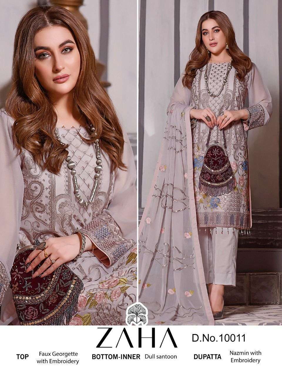 zaha 10011 design single pakistani suit piece with open pics 