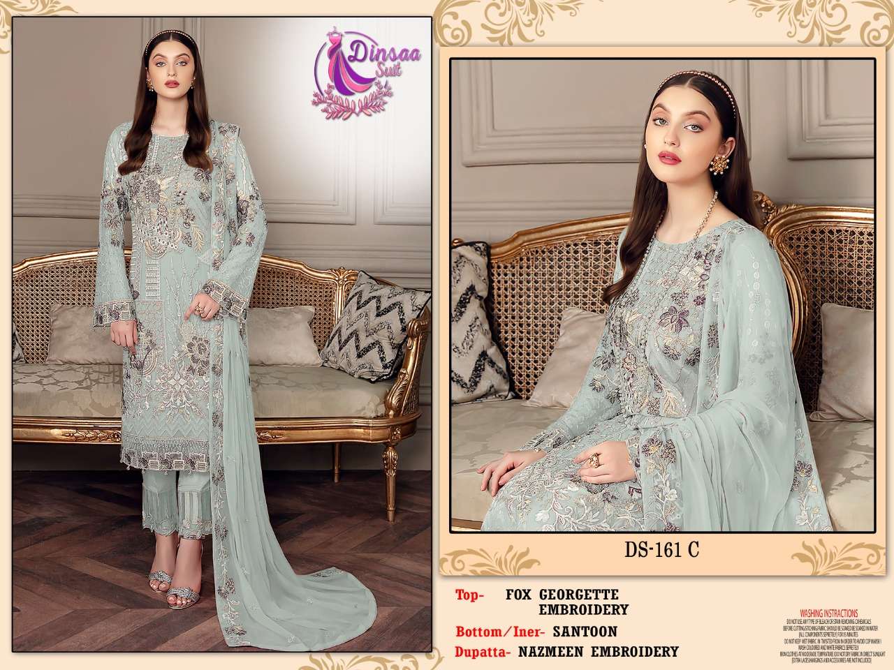 dinsaa 161 georgette pakistani designer suits