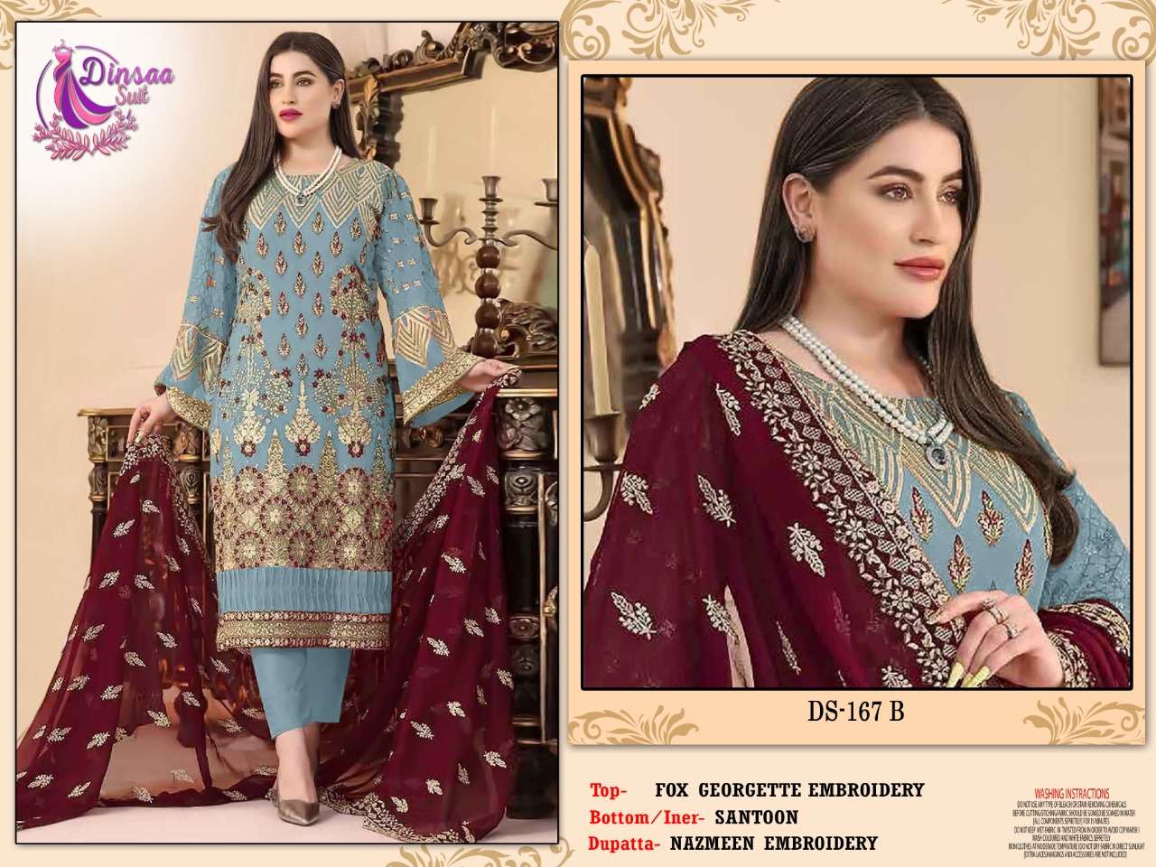 dinsaa ds 167 georgette pakistani suit exporter