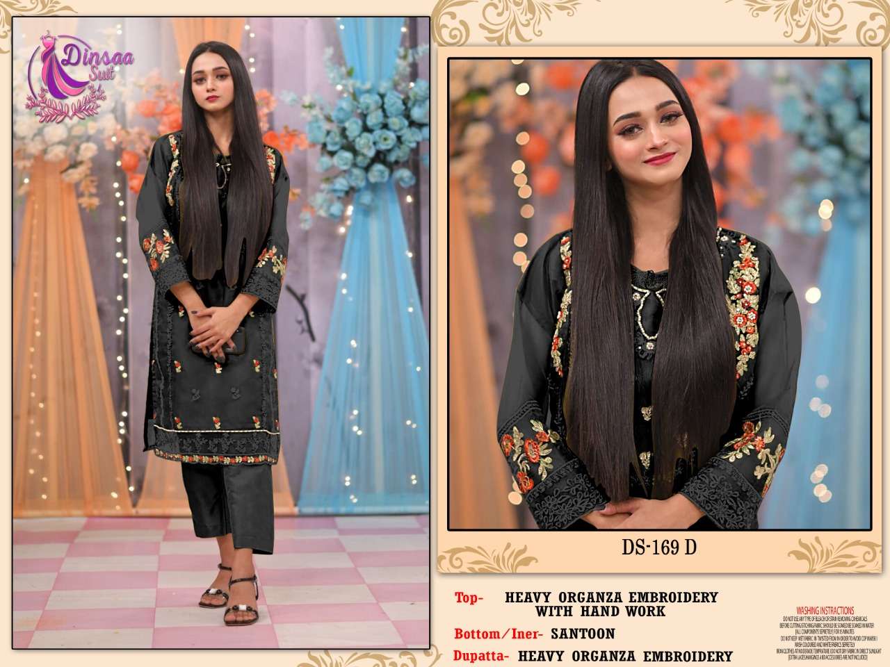 ds 169 by dinsaa suit organza designer pakistani dresses