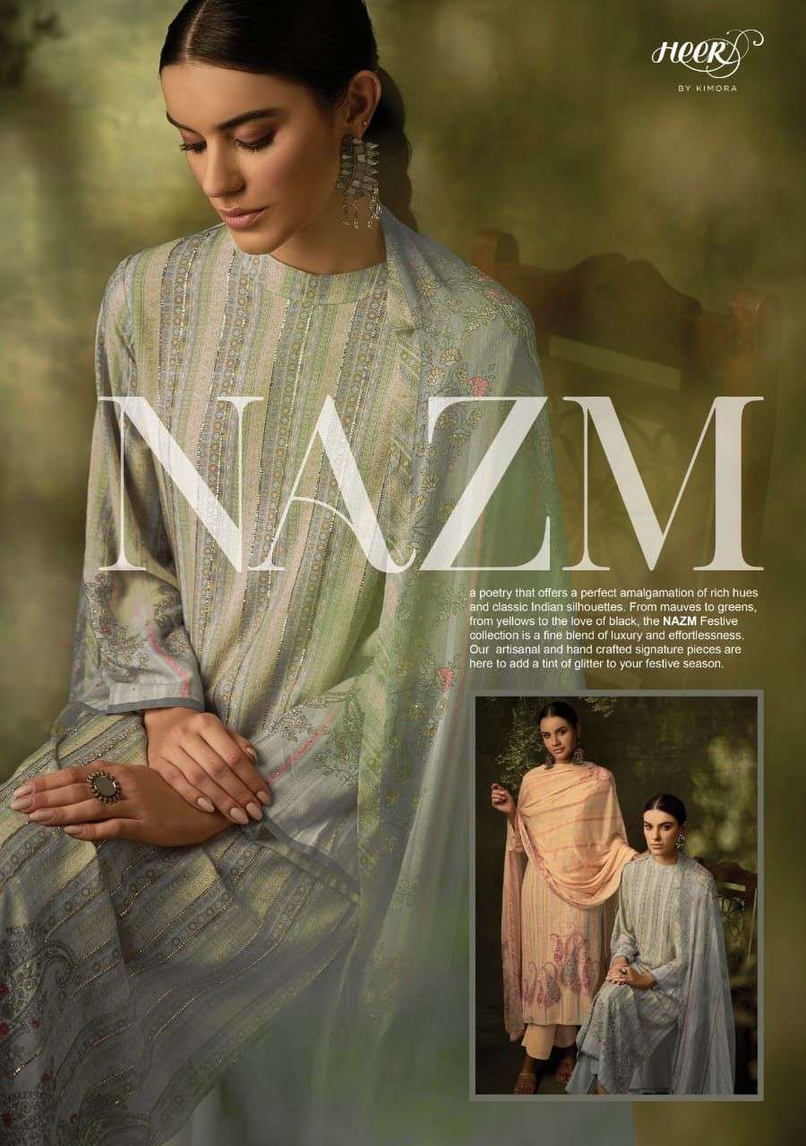 kimora present nazm by heer cotton satin elegant fancy dresses wholesaler