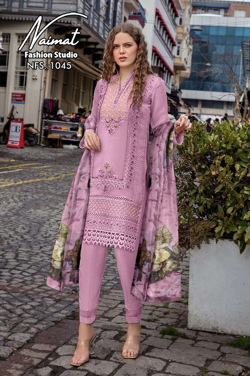 naimat fashion studio 1045 beautiful pakistani kurti with bottom & dupatta stitch collection