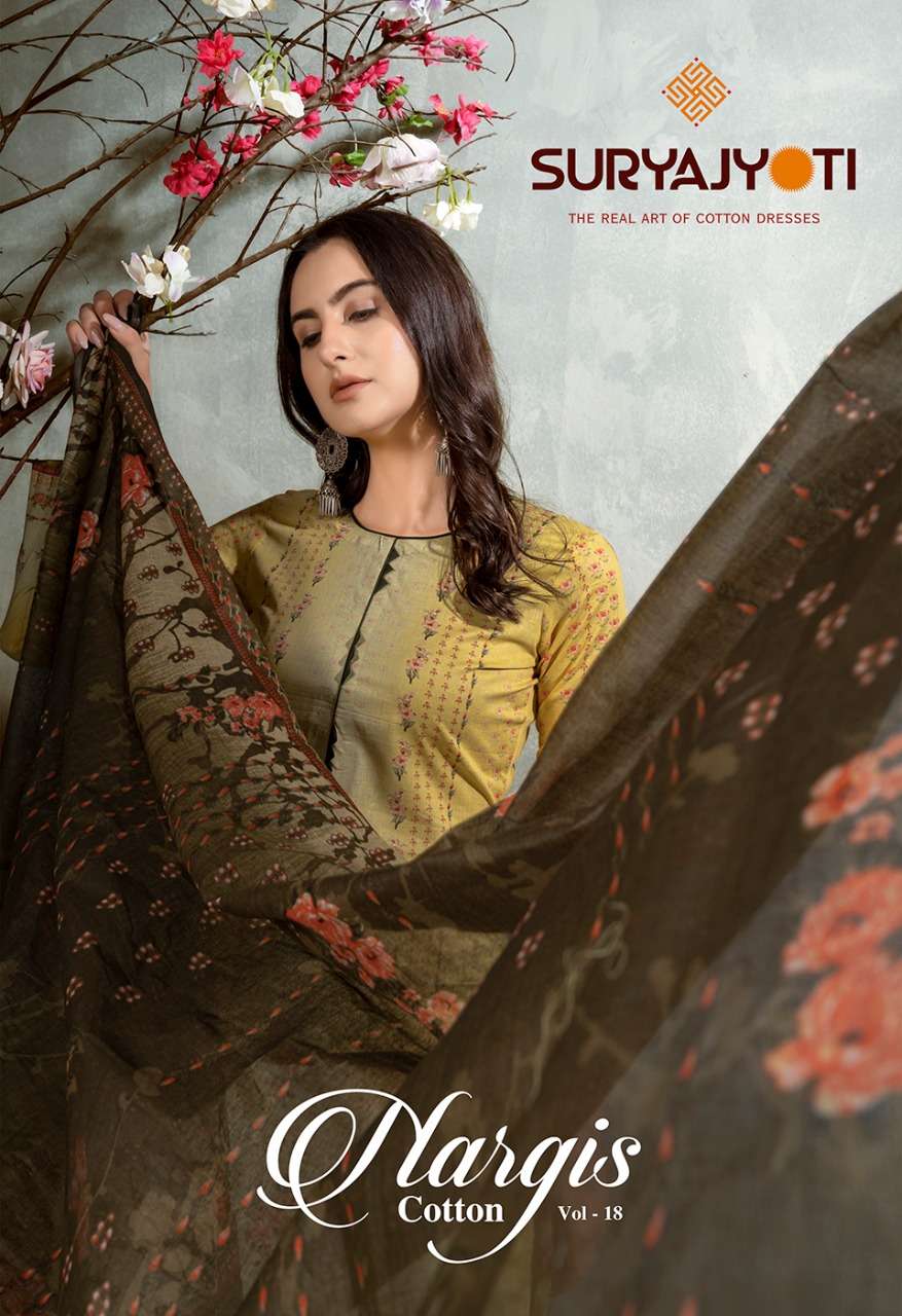 nargis cotton vol 18 by suryajyoti cotton printed dress materials best rate 