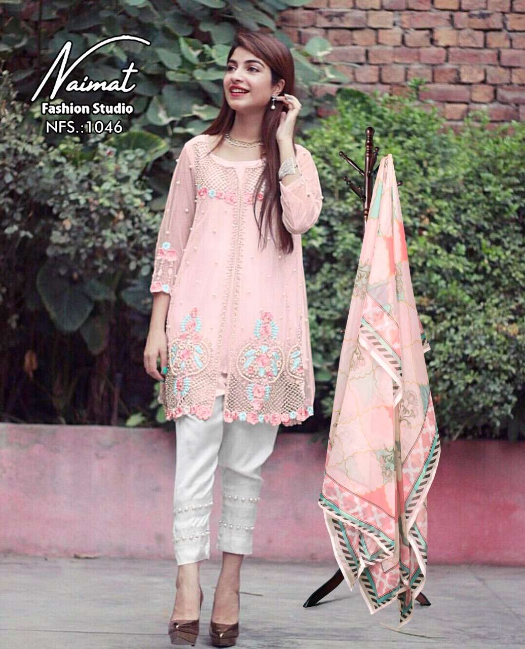 nfs 1046 by naimat studio georgette pakistani readymade suit wholesaler