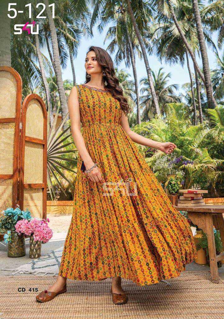 pr 121 by s4u ethnic wear long gown supplier kurti combo set