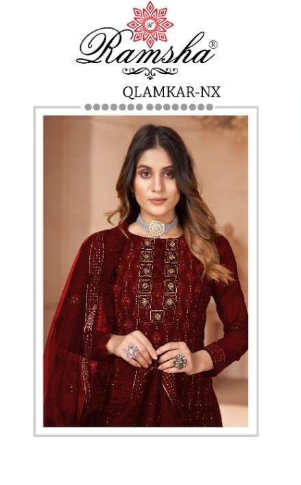 qalamkar nx by ramsha georgette embroidery pakistani dresses