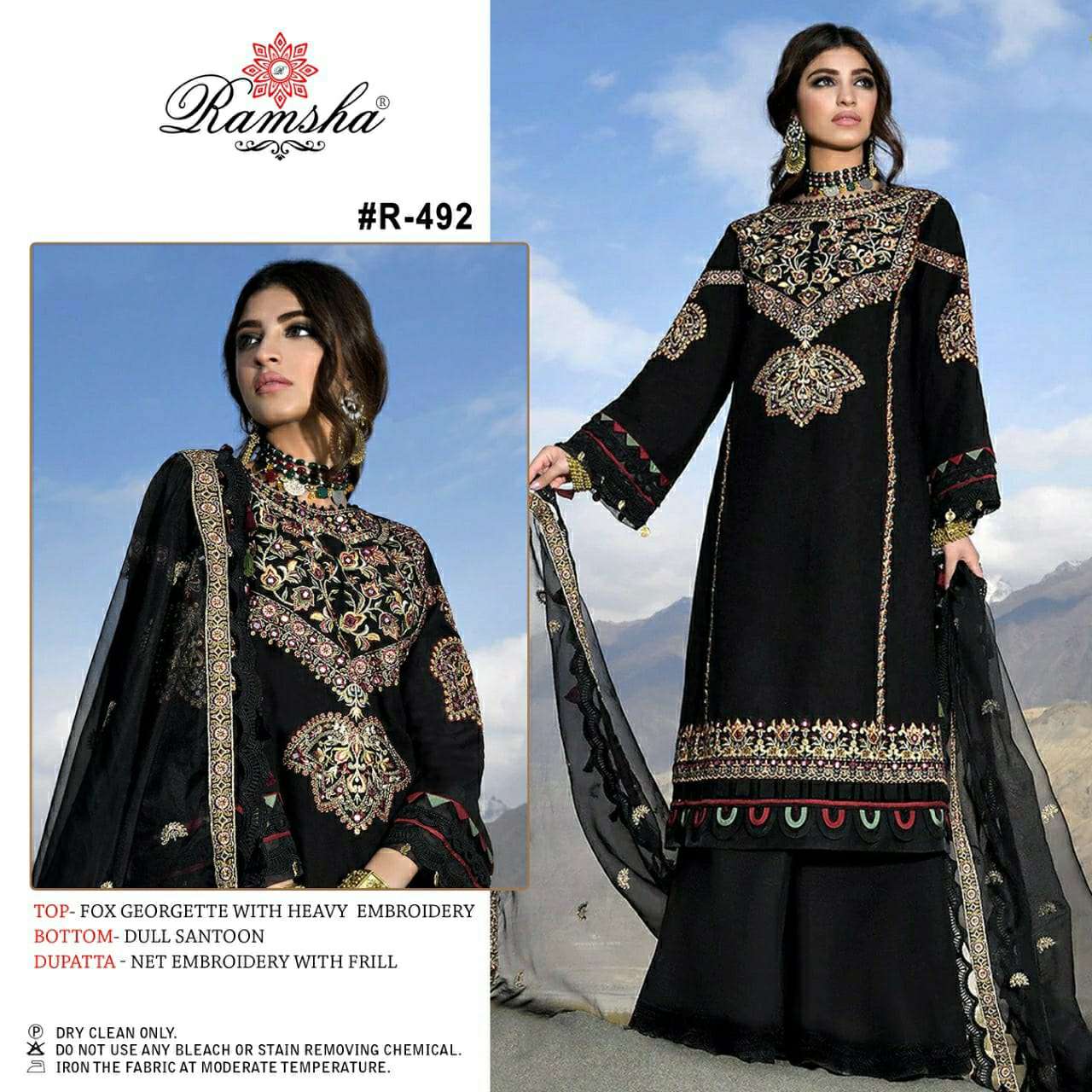 ramsha 492 & 493 georgette work elegant look pakistani dresses