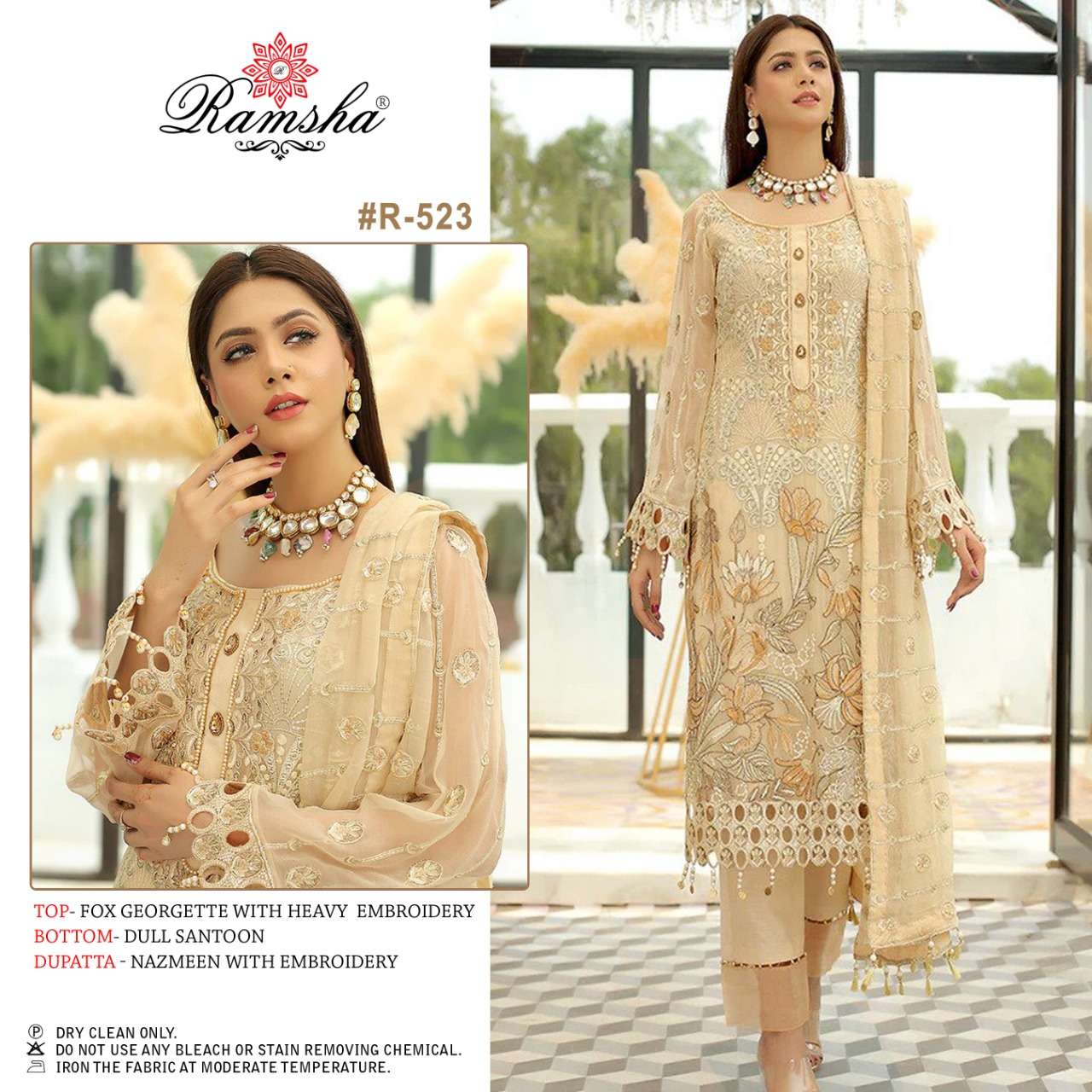 ramsha r 523 heavy work georgette pakistani dresses