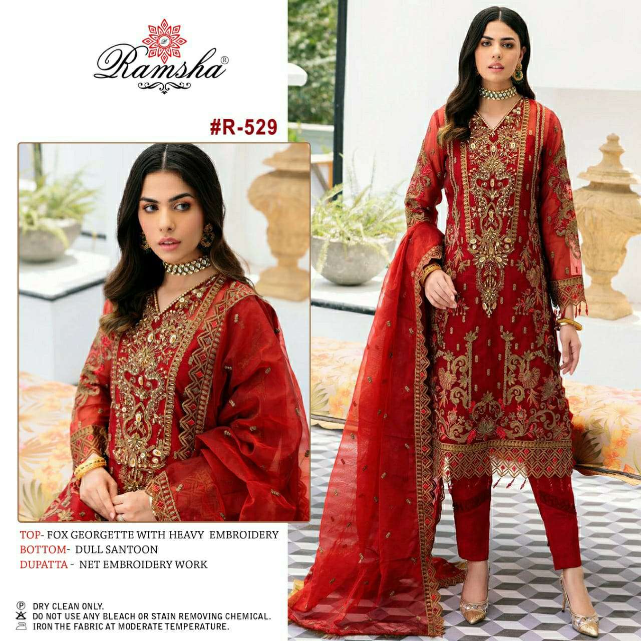 ramsha r 529 georgette embroidery suits 